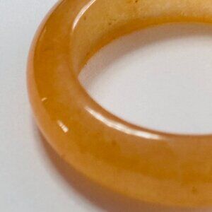 Honey Amber Stone Band Ring Chunky Polished Statement Size 7